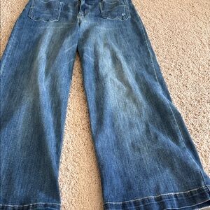 Whetherly Women's Wide Leg Mid-Blue Denim Jeans